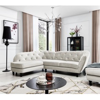 Ecksofa Designersofa CHARLOTTE in Stoff Matt Velvet Beige Ottomane Links