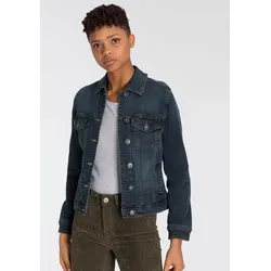 Jeansjacke, aus Baumwollmischung, figurbetont, in Stretch-Qualität, Gr. 42, darkblue-used, Jacken, 493452-42