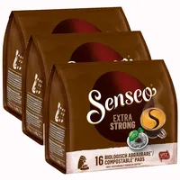 Senseo Kaffeepads Extra Kräftig / Extra Strong, Intensiver und Vollmundiger Geschmack, Kaffee, neues Design, 3er Pack, 3 x 16 Pads