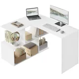 Woltu Schreibtisch Eckschreibtisch mit Stauraum, 120x100cm, Bürotisch, Computertisch mit Ablagefächern, PC Tisch, Winkelschreibtisch, Arbeitstisch für Büro Arbeitszimmer, Weiß