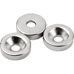 Scheibenmagnet mit Senkbohrung, Neodym vernickelt - 15 mm