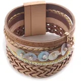COLLEZIONE ALESSANDRO Armband Iraya Damen, Gr.: Leder, beige | onesize
