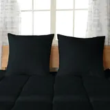 Pizuna Luxuriöser Soft-Satin 2er Pack Kissenbezug 80x80 cm Schwarz, 600 Fadenzahl Baumwolle Kissenbezüge, 100% Langstapel Baumwolle Kissenbezug (Schwarz 70x90 cm)