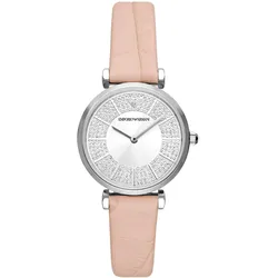 Quarzuhr EMPORIO ARMANI, rosa, Armbanduhren, Damen, Armbanduhr, Damenuhr, Perlmutt-Zifferblatt, Edelstahlarmband