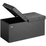 DEUBA Casaria® Sitzbank mit Stauraum Faltbar Gepolstert Deckel Schlafzimmer Wohnzimmer Flur Sitztruhe Truhenbank Polsterbank L - Schwarz 80x40x40cm Kunstleder 100L