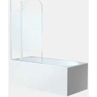 Marwell Badewannenaufsatz White Lines 100x140 cm – 2-teilige faltbare Duschwand in matt weiß – Duschabtrennung aus 4 mm Einscheibensicherheitsglas für Badewanne