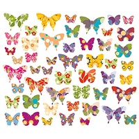 ewtshop® 50 x Schmetterlinge, Wandsticker, Fenstersticker, Fensterbilder Schmetterlinge, Windowsticker, Wandtattoos, Fliesenaufkleber, 50 Aufkleber, auf einer Gesamtfläche von 101,5 x 21 cm