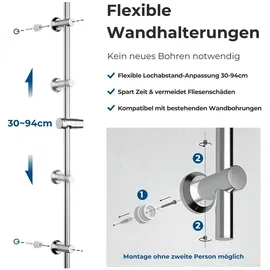 Görbach Duschset Edelstahl Duschstange 100 cm Chrom