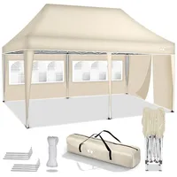 Tillvex - Pavillon 3x6m - mit 3 Seitenwänden Beige