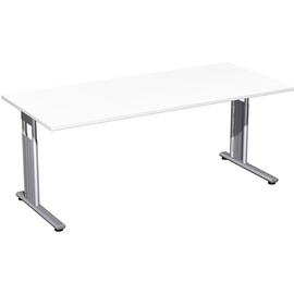 geramöbel Flex höhenverstellbarer Schreibtisch ahorn rechteckig, C-Fuß-Gestell silber 180,0 x 80,0 cm