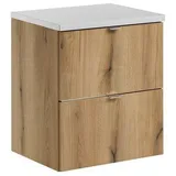 ROYAL24_MARKT Waschbeckenunterschrank - Nova Oak N BM232 - Mit einer Arbeitsfläche in drei Größen matt weiß (Waschbeckenunterschrank, 2-St., Premium - Nova Oak N) Exklusiv – Schick – Perfekt. 50 cm