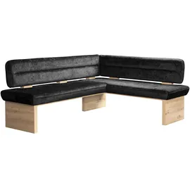 Home Affaire Eckbank HOME AFFAIRE "Louise Polsterbank, Esszimmerbank, Küchenbank", grau (magnet, dekor eiche ontario), B:212cm H:86cm T:170cm, Holzwerkstoff, Massivholz, Polyester, Sitzbänke, Eckbank, mit Nosag Wellenfedern im Sitz für mehr Komfort, Breite 212x170 cm