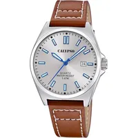Calypso K5868/2 Herrenuhr Quarz mit Lederband Braun - Rosiges