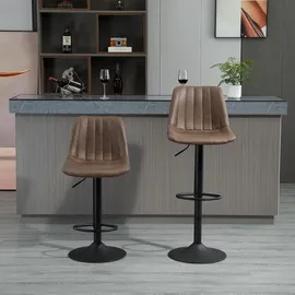 Homcom 2er-Set Barhocker Höhenverstellbarer Barstuhl Tresenstuhl mit Fußstützen - Braun