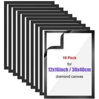 Diamant-Malrahmen, 30 x 40 cm, magnetischer Diamant-Kunstrahmen, selbstklebender Rahmen für Diamant-Leinwand, schwarzer Bild-Rahmen, Diamantkunst-Zubehör für 30,5 x 40,6 cm Diamantmalerei, 10 Stück