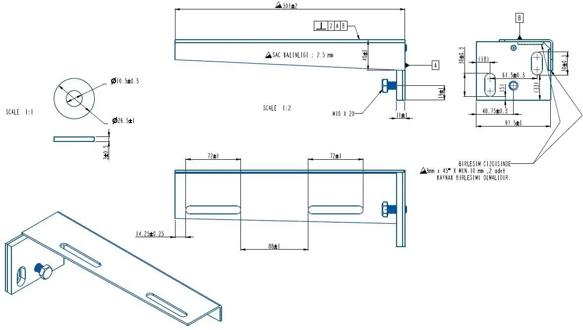 VitrA Zubehör Halterungsset Wandmontage passend zu Waschtischen # 7222, # 7223, # 7224,325010YP1TE 325010YP1TE