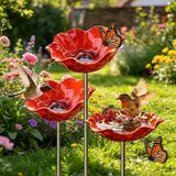 2026 Neue Blumen Vogeltränke Gartenstecker aus Metall,Vogeltränke Blume BienenVogeltränke,insektentränke Garten,Vogelfutterhaus Gartenfiguren & Gartenstatuen Gartendeko für Hof, Terrasse (3 Stück)