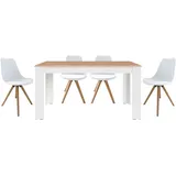 byLIVING Essgruppe Kira, (Set, 5-tlg), modernes Set mit 4 Stühlen in mehreren Farben und Größen erhältlich weiß 160 cm x 75 cm x 90 cm