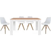 byLIVING Essgruppe Kira, (Set, 5-tlg), modernes Set mit 4 Stühlen in mehreren Farben und Größen erhältlich weiß 160 cm x 75 cm x 90 cm
