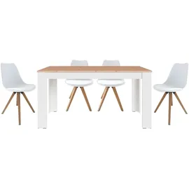 byLIVING Essgruppe Kira, (Set, 5-tlg), modernes Set mit 4 Stühlen in mehreren Farben und Größen erhältlich weiß 160 cm x 75 cm x 90 cm