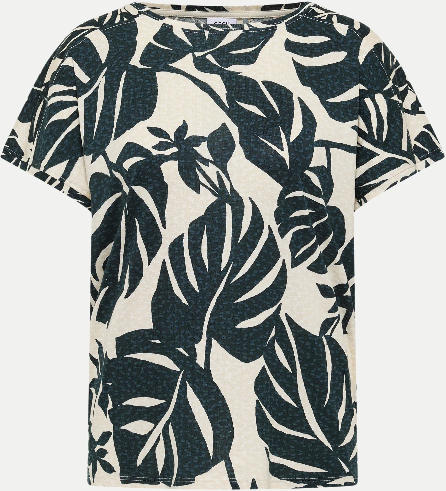 T-Shirt mit U-Boot-Ausschnitt Mehrfarbig S
