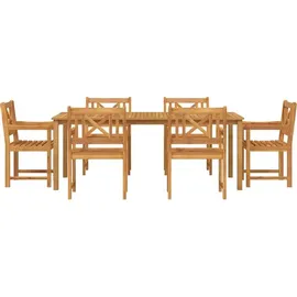 vidaXL Garten Essgruppe 7 pcs Braun Massivholz vidaXL