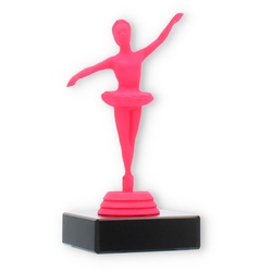 Pokal Kunststofffigur Ballerina pink auf schwarzem Marmorsockel 13,4cm