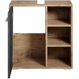 Badplaats Badezimmer Badmöbel Neptunes 60cm Kastanien Eiche mit Dunkle Gra