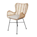 Casa Moro Rattanstuhl XXL breiter Rattansessel Monia aus Naturrattan (77x77x101 cm (B/T/H), Bequemer Relaxsessel Fernsehsessel), Retro Stuhl für Küche Garten Terrasse Lounge, INS54 beige|braun|schwarz