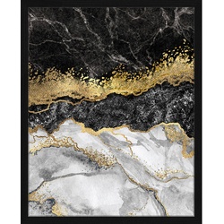ANY IMAGE Digitaldruck »Marmor und Gold«, Rahmen: Buchenholz, Schwarz