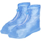 PATIKIL S Wasserfest Schuhe Cover 1 Paar PVC Wiederverwendbar Rutschfeste Überschuhe Regen Galoschen Schneestiefel Protektor mit Reißverschluss für Männer Frauen Regnerisch Draußen Blau - S