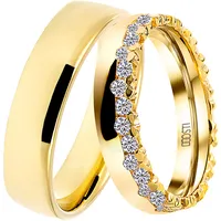 Trauring DOOSTI "Schmuck Geschenk Silber 925 Trauring Ehering Partnerring LIEBE" Gr. 54, gold (gelbgoldfarben), Fingerringe, Damen, 54,mit Zirkonia, Silber 925 (Sterlingsilber), 5mm, Trauring, wahlweise mit oder ohne Zirkonia