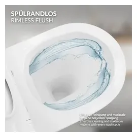 luxebath Spülrandloses Wand Hänge WC Toilette kurze Ausladung Tiefspüler Softclose
