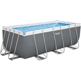 Bestway Power Steel Frame Pool Set mit Sandfilteranlage 412 x 201 x 122 cm, grau, eckig