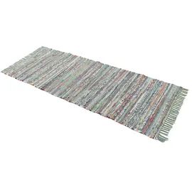 carpetfine Flachgewebeteppich Kelim Chindi Läufer Grün 60x180 cm | Moderner Teppich für Wohn- und Schlafzimmer