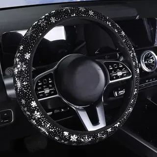 Istn Auto Lenkradabdeckung Glänzende Schneeflocke 4 Farben Anti-Slip Niedlich Für 15 Zoll Frauen Weiß