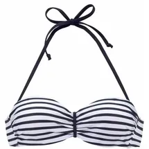 VENICE BEACH Bandeau-Bikini-Top Damen Blau/Weiß 42 Cup D