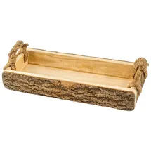 meberg Holztablett mit Rinde Dekotablett 41 cm Deko-Tablett Tischdekoration rustikal Dekoschale rechteckig mit Rand Serviertablett, Holtteller, Kerzenteller