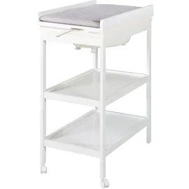 roba Bade Wickel Kombination + Wickelauflage Style grau - Mobiler Kombi Wickeltisch mit integrierter Badewanne - mit schwenkbarer Wickelfläche - Holz weiß
