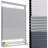 Woltu Wabenplissee ohne Bohren verdunkelung Thermo Doppelplissee Klemmfix Zweifarbig 85x130cm Grau-Weiß, Plissee Rollo Sonnen-, Sicht- & Schallschutz, Jalousie Plisseerollo für Fenster & Tür,