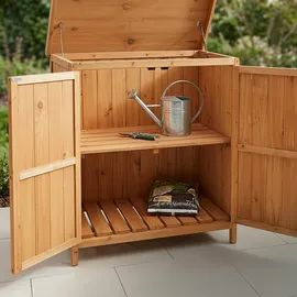 Relaxdays Gartenschrank Holz, Dunkelgrün,Hellbraun