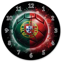 Speecheese Fußball Portugal Flagge Wanduhr aus Glas Europameisterschaft 2024