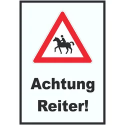 Achtung Reiter Schild A4 (210x297mm)