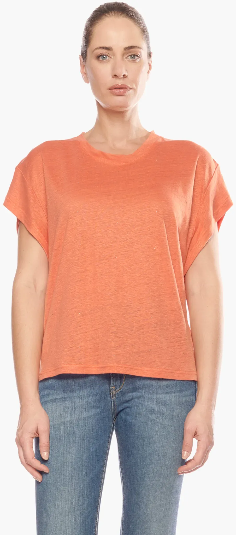 T-Shirt LE TEMPS DES CERISES Gr. L, orange (koralle) Damen Shirts T-Shirts in meliertem Design