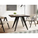 WFL GROUP Esstisch Quadro Black ausziehbar quadratisch loft mit schwarzen Holzbeinen (MADE IN EU, erhältlich in zwei Größen – 100/100 cm, ausziehbar auf 150/200 cm), platzsparender Tisch für kleine Küche, Esszimmer oder Wohnzimmer braun
