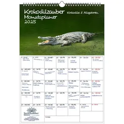 Seelenzauber Wandkalender Krokodilzauber Wand- Planer Kalender für 2025 DIN A3 Krokodile weiß