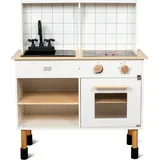 Spielküche Holz höhenverstellbar 50-56 cm LED-Licht Sound 70x30x84 cm - mamamemo - für Kinder 3-6 Jahre, robuste Konstruktion