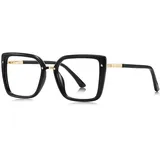 AOOLIA Square Lesebrille Damen Herren, Quadrat Lesebrillen mit Federscharnier, Anti-Blaulicht Anti-Ermüdung Lesehilfe Anti Blaue Lesebrille Leichte (Schwarz, 0, x)