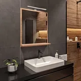 hajduk furniture Badspiegel mit Beleuchtung 4000 K IP44 Sonoma H:70 x B:60 cm - Bathroom Mirror - Badezimmer Spiegel Rechteckig mit Ablage und LED - Beige