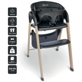 BabyGO BabyGo, Hochstuhl, Levels Newborn Highchair schwarz/Holzoptik (Hochstuhl)